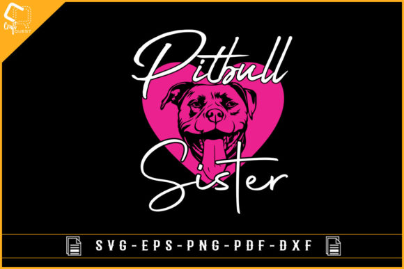 Pitbull Sister Dog Sublimation Design